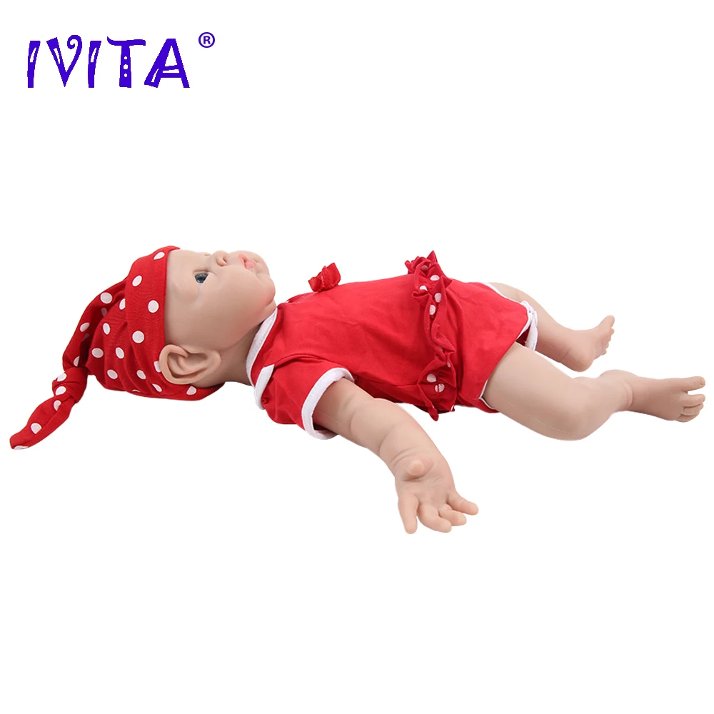 IVITA WG1525 47cm 3.29kg 100% Silicone Reborn Baby Doll Realistic Unpainted Girl Dolls with Eyes Baby DIY Blank Children Toys