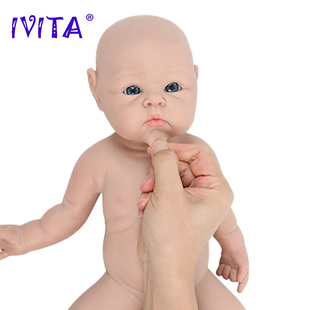 IVITA WG1525 47cm 3.29kg 100% Silicone Reborn Baby Doll Realistic Unpainted Girl Dolls with Eyes Baby DIY Blank Children Toys