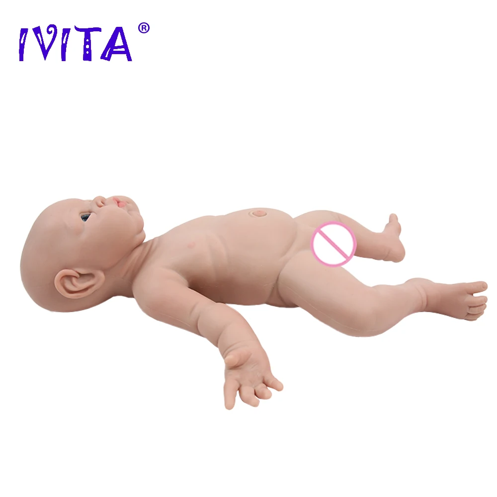 IVITA WG1525 47cm 3.29kg 100% Silicone Reborn Baby Doll Realistic Unpainted Girl Dolls with Eyes Baby DIY Blank Children Toys