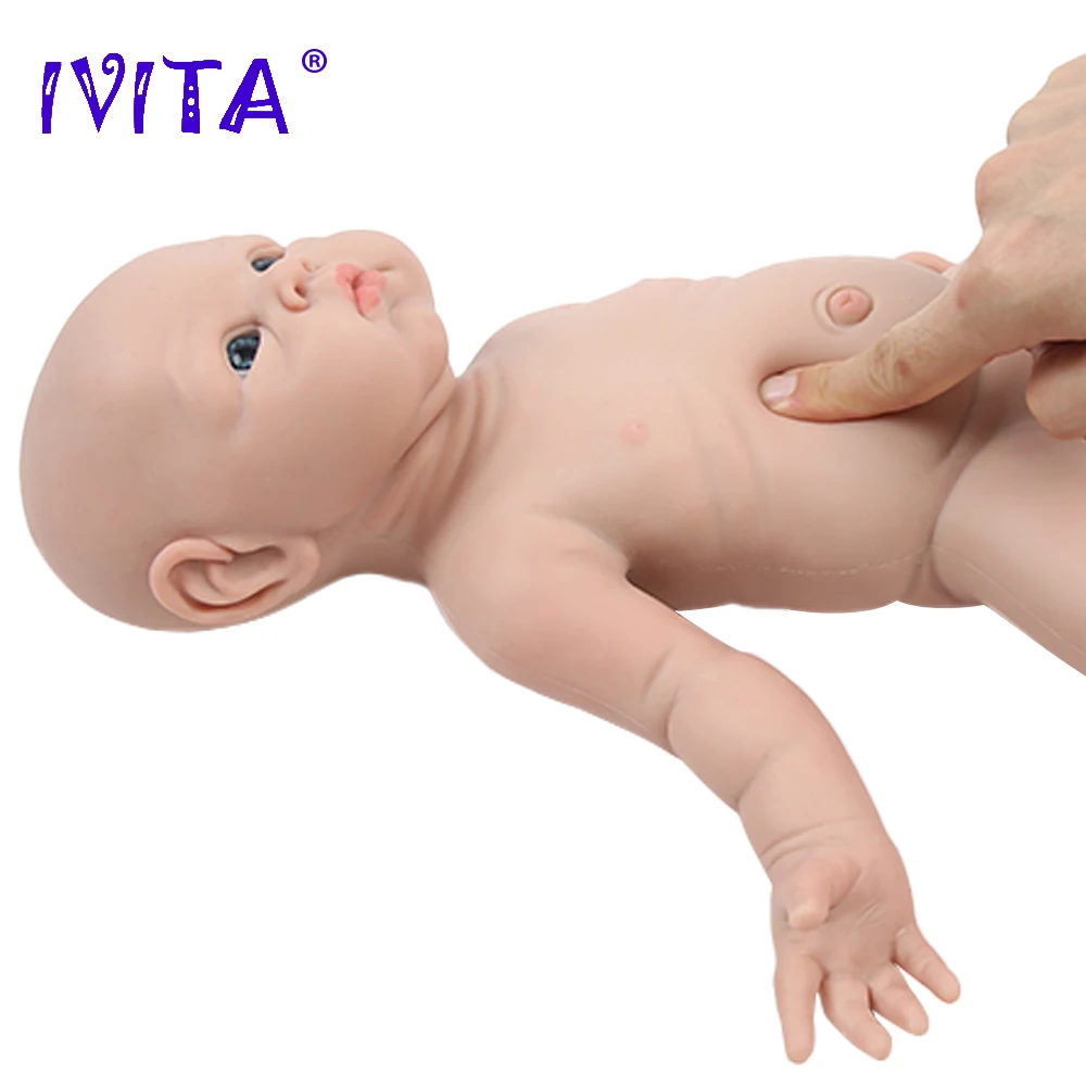 IVITA WG1525 47cm 3.29kg 100% Silicone Reborn Baby Doll Realistic Unpainted Girl Dolls with Eyes Baby DIY Blank Children Toys