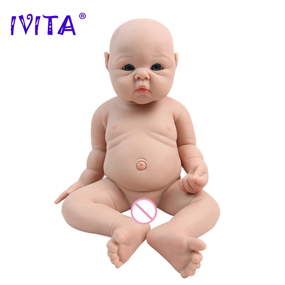 IVITA WG1525 47cm 3.29kg 100% Silicone Reborn Baby Doll Realistic Unpainted Girl Dolls with Eyes Baby DIY Blank Children Toys