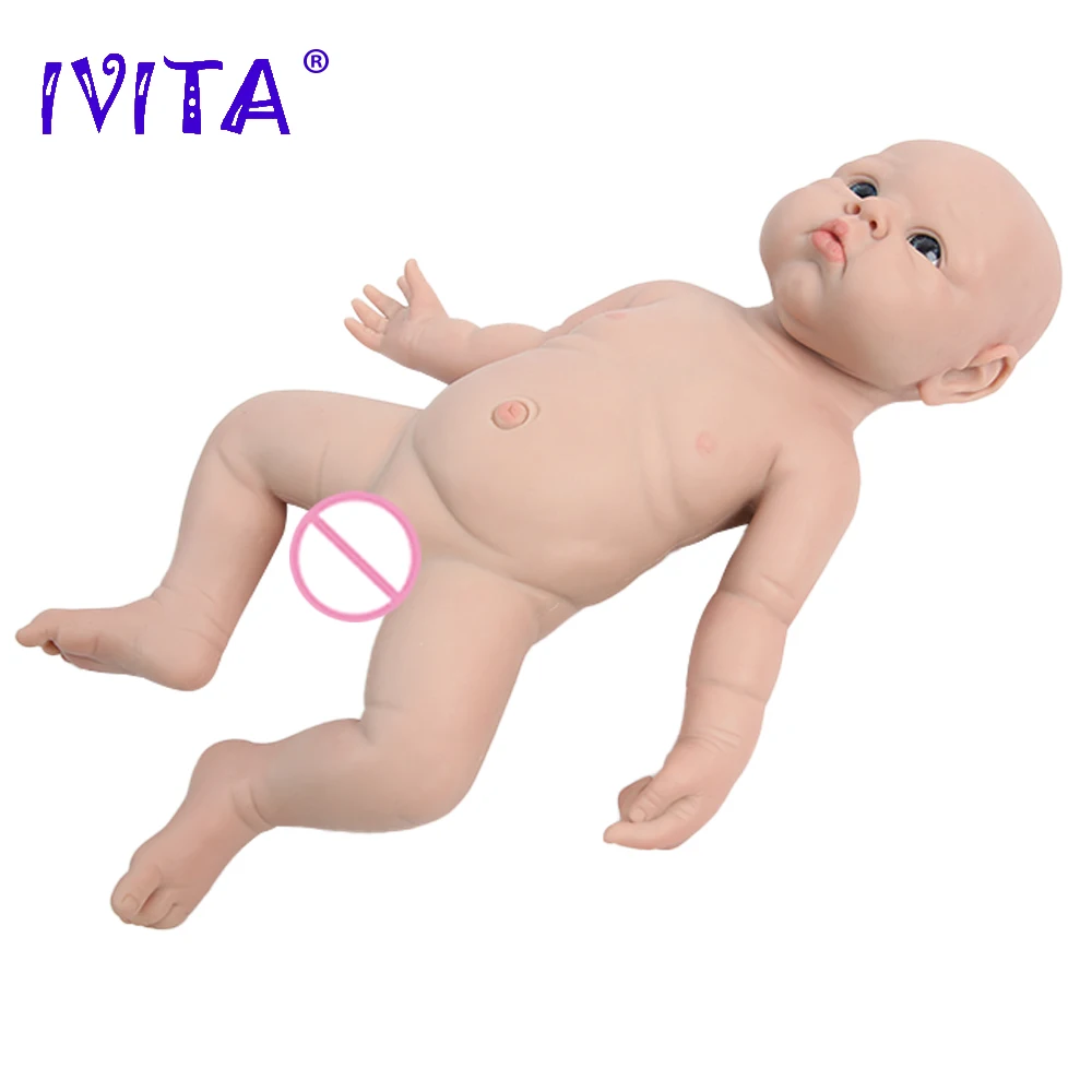 IVITA WG1525 47cm 3.29kg 100% Silicone Reborn Baby Doll Realistic Unpainted Girl Dolls with Eyes Baby DIY Blank Children Toys