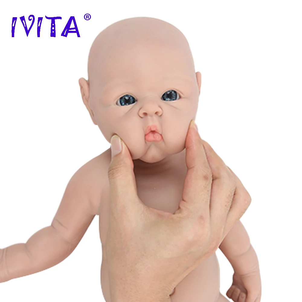 IVITA WG1525 47cm 3.29kg 100% Silicone Reborn Baby Doll Realistic Unpainted Girl Dolls with Eyes Baby DIY Blank Children Toys