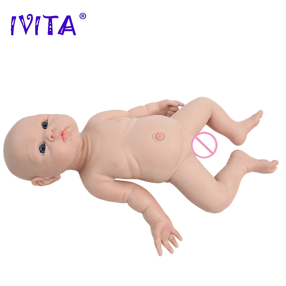 IVITA WG1525 47cm 3.29kg 100% Silicone Reborn Baby Doll Realistic Unpainted Girl Dolls with Eyes Baby DIY Blank Children Toys