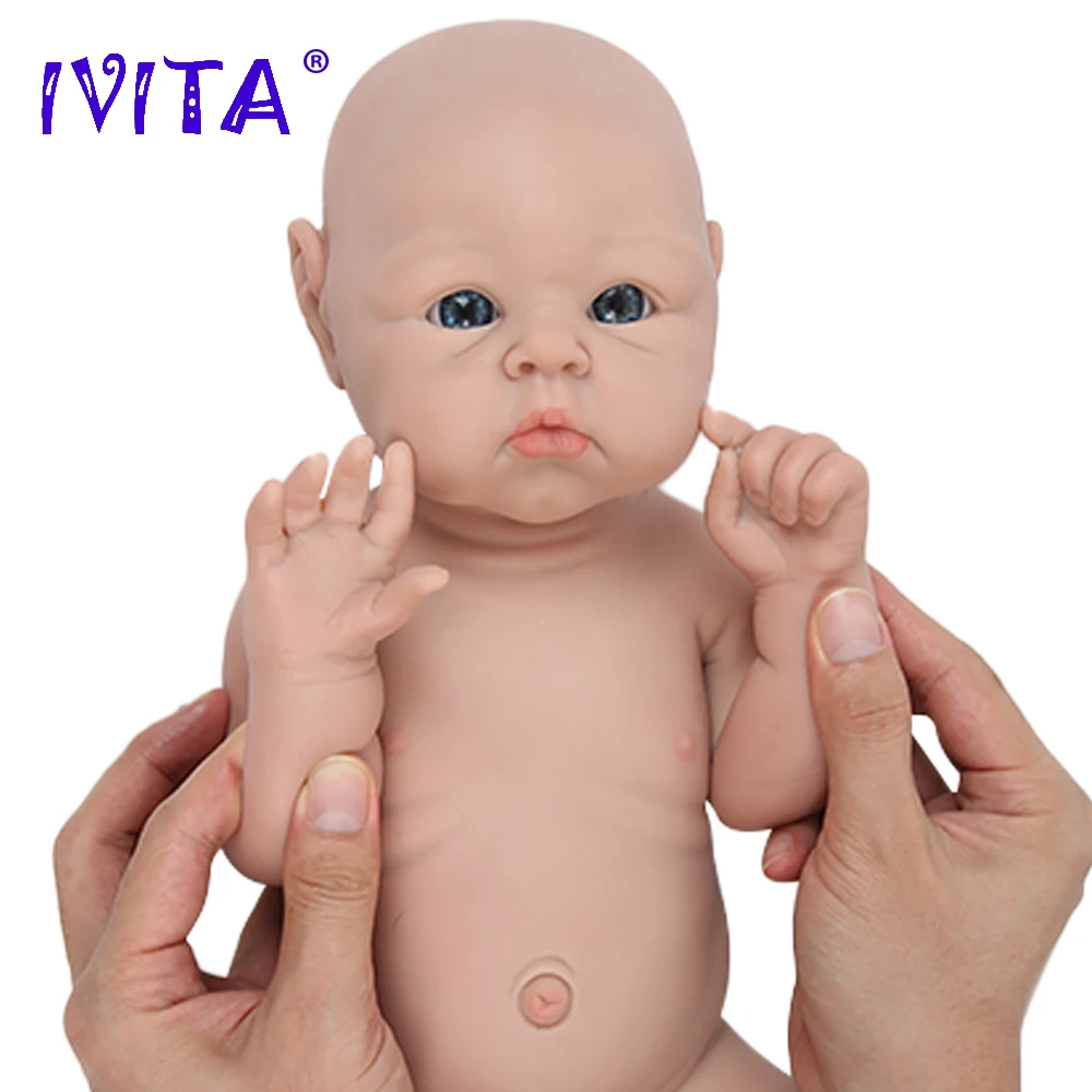 IVITA WG1525 47cm 3.29kg 100% Silicone Reborn Baby Doll Realistic Unpainted Girl Dolls with Eyes Baby DIY Blank Children Toys