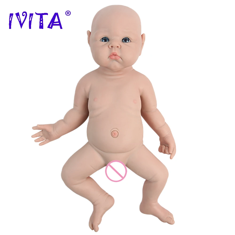 IVITA WG1525 47cm 3.29kg 100% Silicone Reborn Baby Doll Realistic Unpainted Girl Dolls with Eyes Baby DIY Blank Children Toys