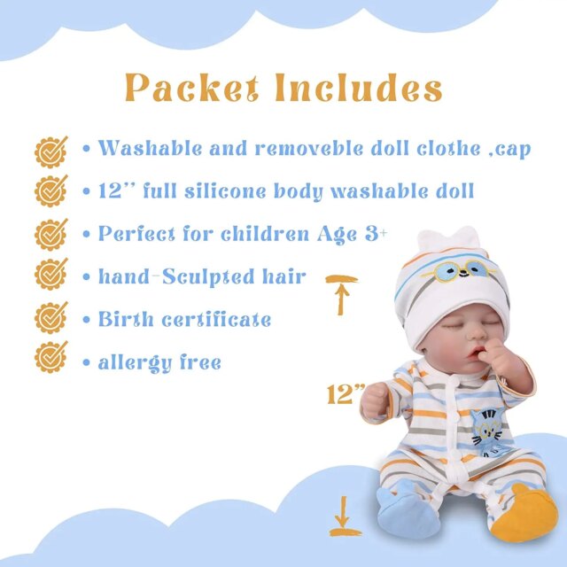 Reborn Baby Dolls - 12 Inch Realistic Sleeping Newborn Small Baby Doll for 3 + Year Old Kids - Image 6