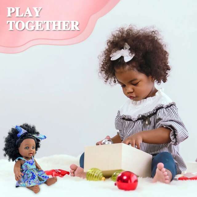 Black Baby Doll 10/12 inch American African Black Girl Doll with Dress Realistic Reborn Baby Doll For Kids Silicone Toys Gift - Image 4