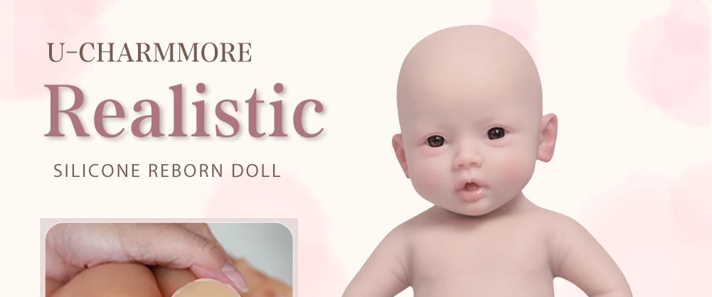 U-charmmore 47cm 3KG Full Silicone Reborn Girl Baby Doll Toys Full body Soft Silicone Realistic Toys Bebe for Children Doll Gift