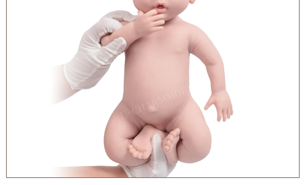 U-charmmore 47cm 3KG Full Silicone Reborn Girl Baby Doll Toys Full body Soft Silicone Realistic Toys Bebe for Children Doll Gift