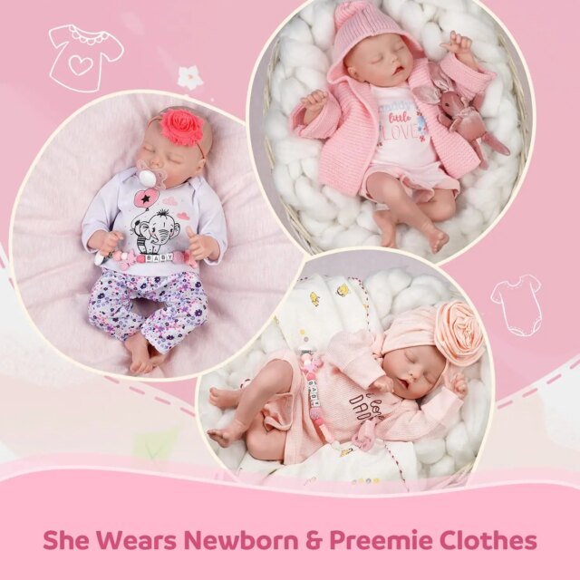 Reborn dolls 17 Inch Handmade Realistic Baby Dolls Soft Cloth Body with Toy Accessories Like a Lifelike Baby(Sleeping baby) - Image 5