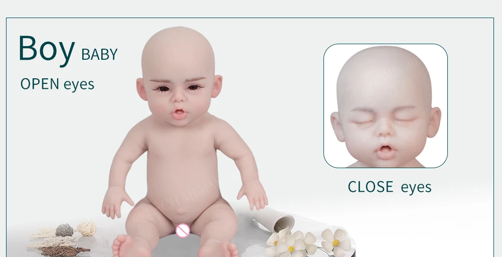 U-charmmore  47cm 2.8kg Full Body Silicone Reborn Baby Doll Bebe Reborn Silicona Realistic Girl Dolls for Children Toys Gift