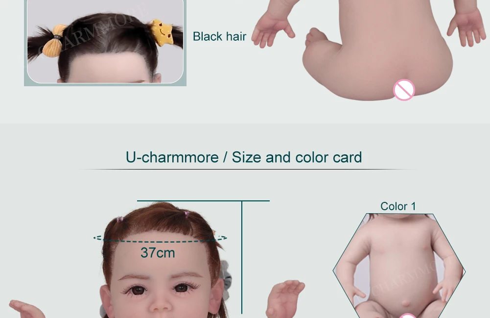 U-charmmore  47cm 2.8kg Full Body Silicone Reborn Baby Doll Bebe Reborn Silicona Realistic Girl Dolls for Children Toys Gift