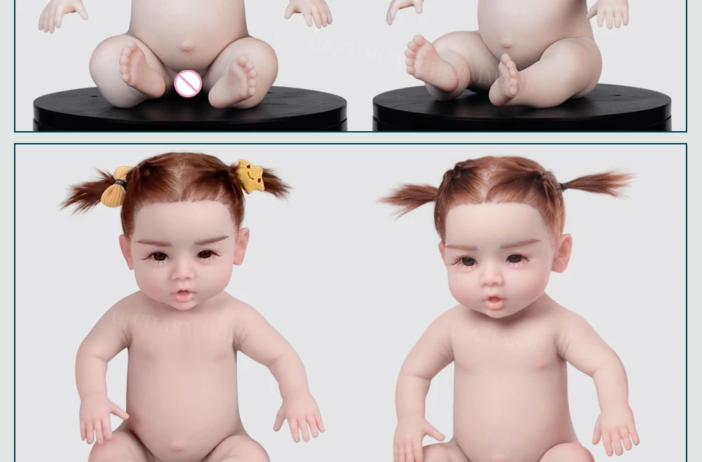 U-charmmore  47cm 2.8kg Full Body Silicone Reborn Baby Doll Bebe Reborn Silicona Realistic Girl Dolls for Children Toys Gift