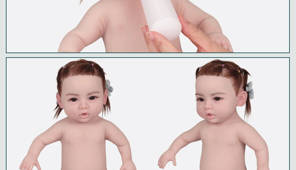 U-charmmore  47cm 2.8kg Full Body Silicone Reborn Baby Doll Bebe Reborn Silicona Realistic Girl Dolls for Children Toys Gift