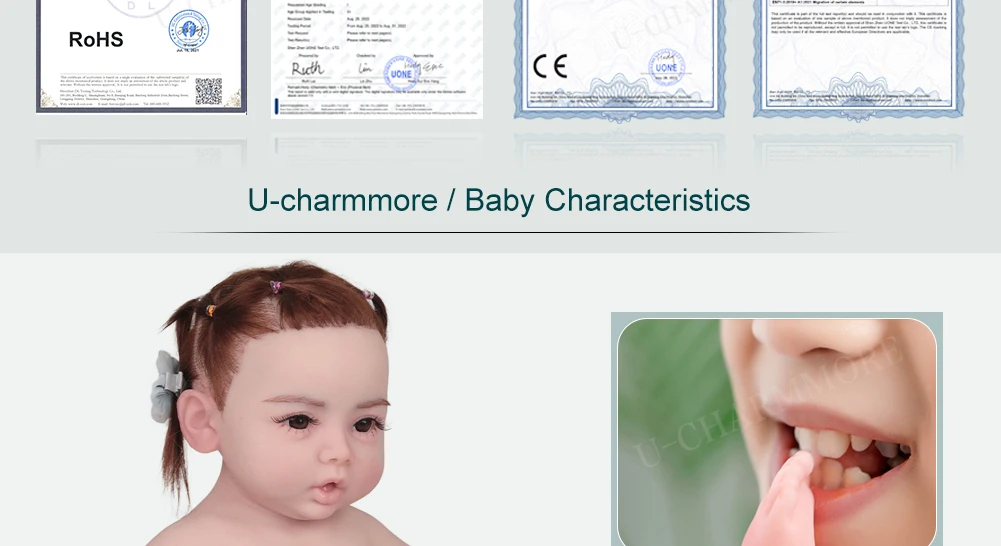 U-charmmore  47cm 2.8kg Full Body Silicone Reborn Baby Doll Bebe Reborn Silicona Realistic Girl Dolls for Children Toys Gift