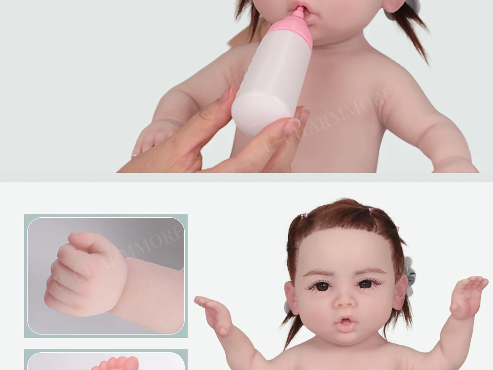 U-charmmore  47cm 2.8kg Full Body Silicone Reborn Baby Doll Bebe Reborn Silicona Realistic Girl Dolls for Children Toys Gift