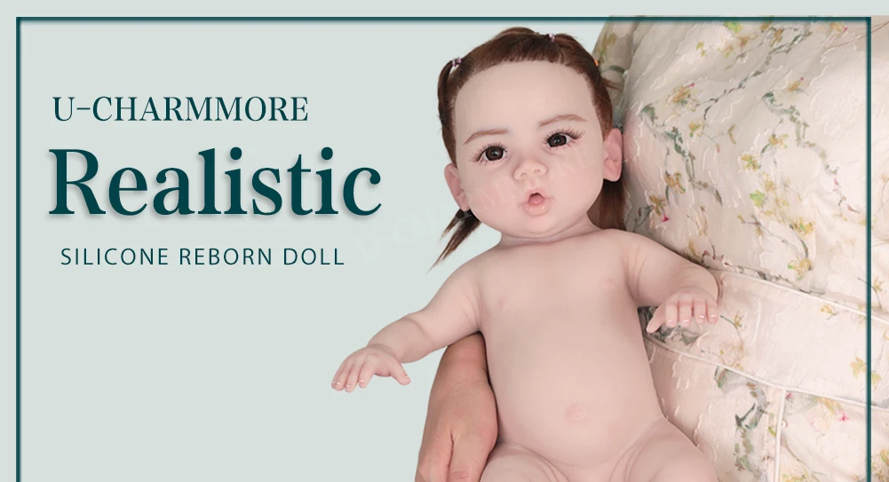 U-charmmore  47cm 2.8kg Full Body Silicone Reborn Baby Doll Bebe Reborn Silicona Realistic Girl Dolls for Children Toys Gift