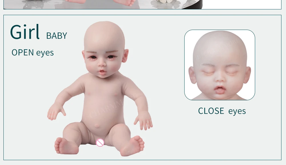 U-charmmore  47cm 2.8kg Full Body Silicone Reborn Baby Doll Bebe Reborn Silicona Realistic Girl Dolls for Children Toys Gift