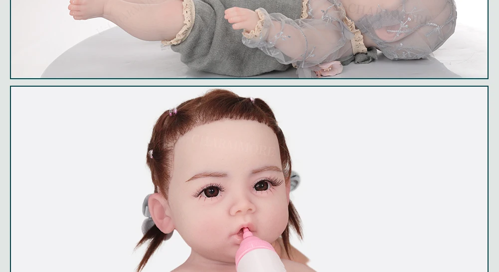 U-charmmore  47cm 2.8kg Full Body Silicone Reborn Baby Doll Bebe Reborn Silicona Realistic Girl Dolls for Children Toys Gift