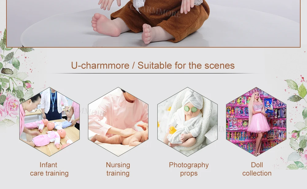 U-charmmore 47cm 2.8kg Boy Bebe Reborn doll Silicone Reborn  Baby for Children's Gifts Baby Shower Lifelike Reborn Baby Silicone