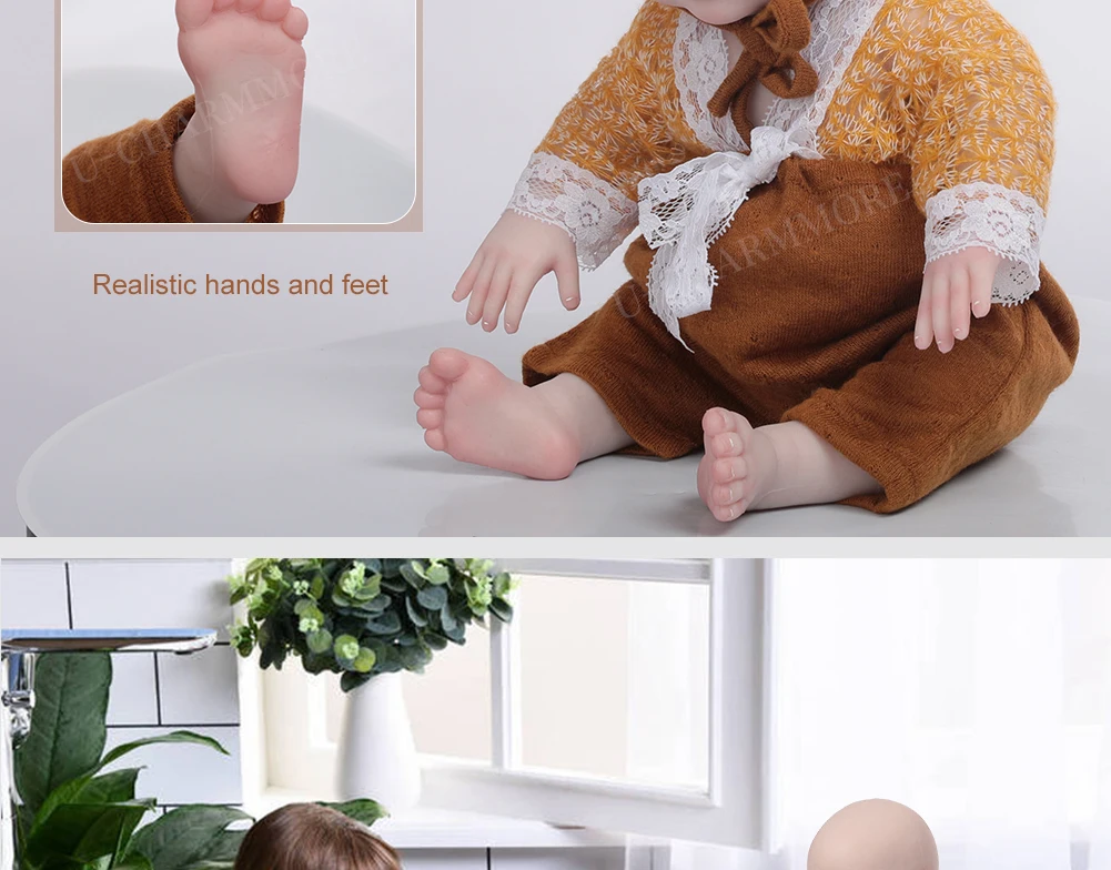 U-charmmore 47cm 2.8kg Boy Bebe Reborn doll Silicone Reborn  Baby for Children's Gifts Baby Shower Lifelike Reborn Baby Silicone