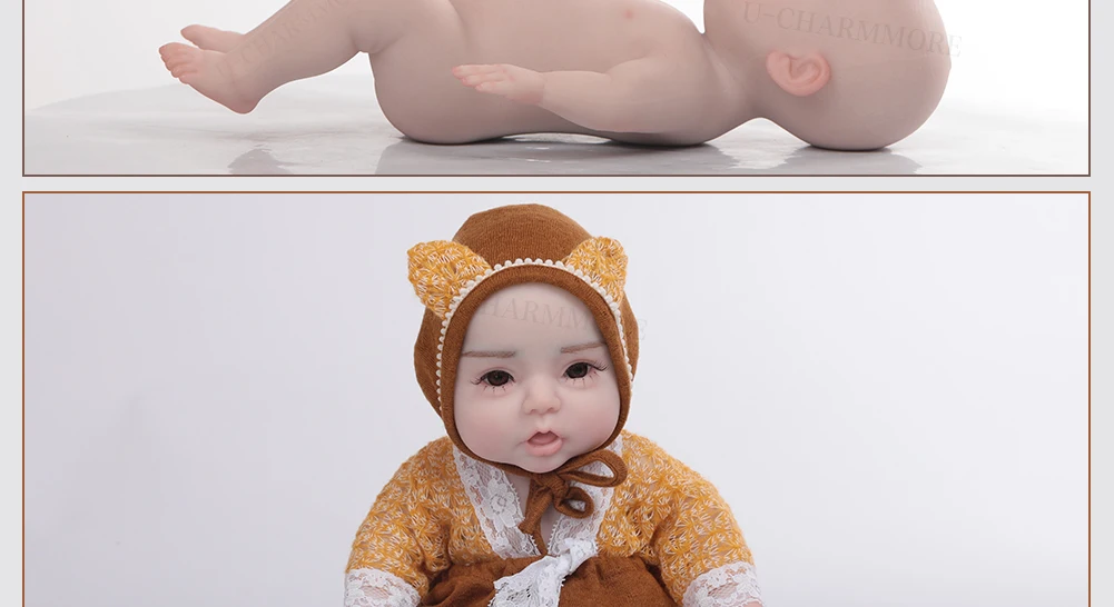 U-charmmore 47cm 2.8kg Boy Bebe Reborn doll Silicone Reborn  Baby for Children's Gifts Baby Shower Lifelike Reborn Baby Silicone