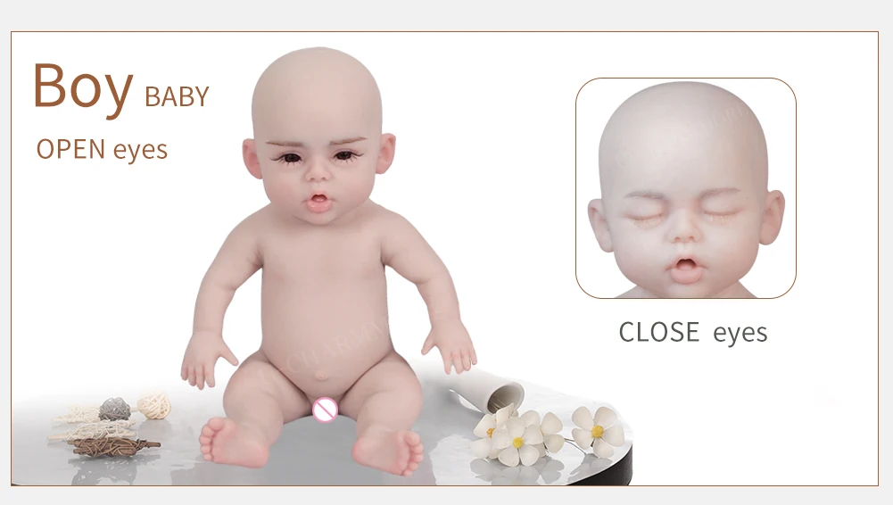 U-charmmore 47cm 2.8kg Boy Bebe Reborn doll Silicone Reborn  Baby for Children's Gifts Baby Shower Lifelike Reborn Baby Silicone