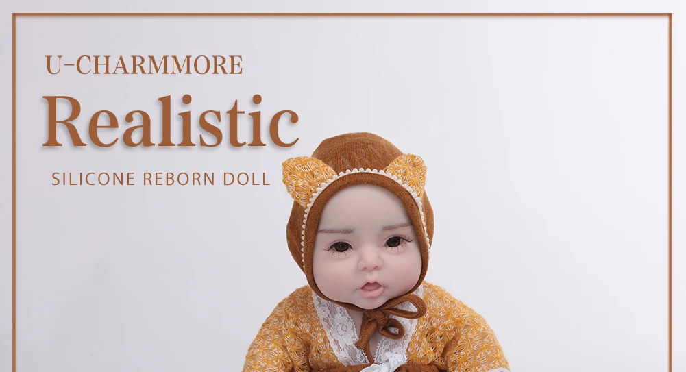 U-charmmore 47cm 2.8kg Boy Bebe Reborn doll Silicone Reborn  Baby for Children's Gifts Baby Shower Lifelike Reborn Baby Silicone