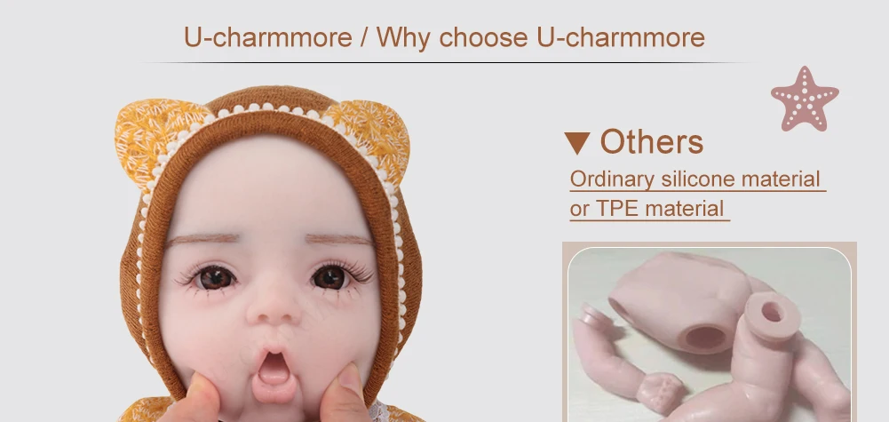 U-charmmore 47cm 2.8kg Boy Bebe Reborn doll Silicone Reborn  Baby for Children's Gifts Baby Shower Lifelike Reborn Baby Silicone