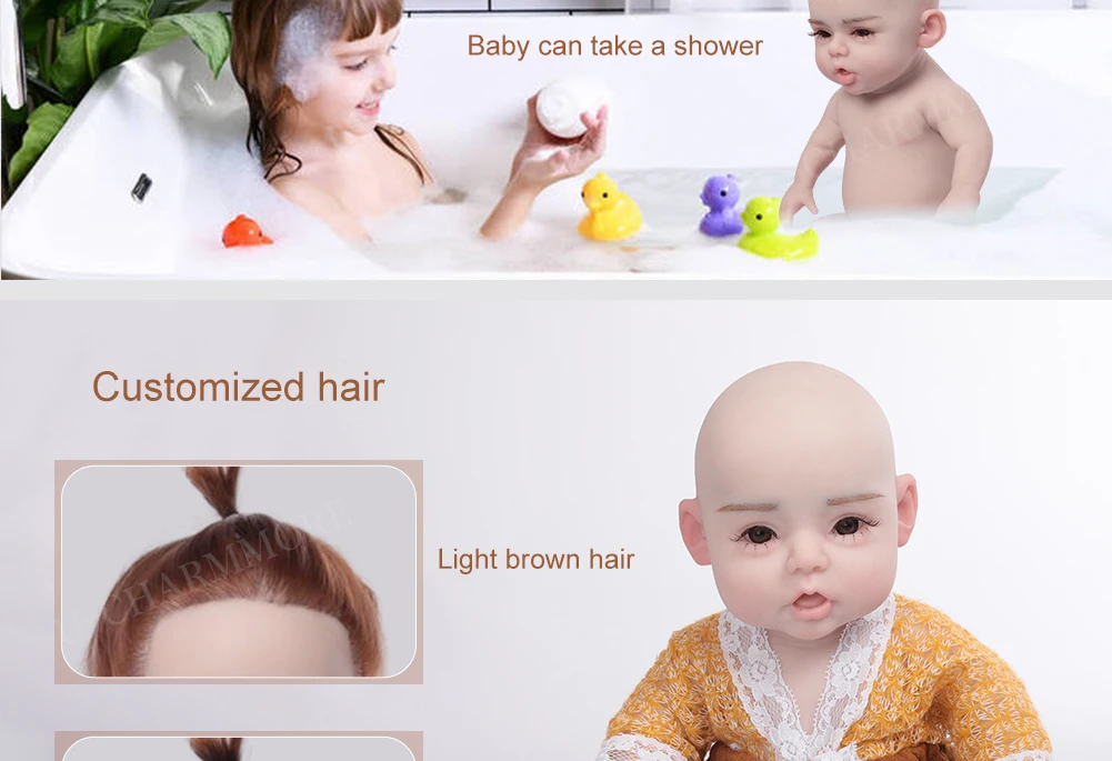 U-charmmore 47cm 2.8kg Boy Bebe Reborn doll Silicone Reborn  Baby for Children's Gifts Baby Shower Lifelike Reborn Baby Silicone