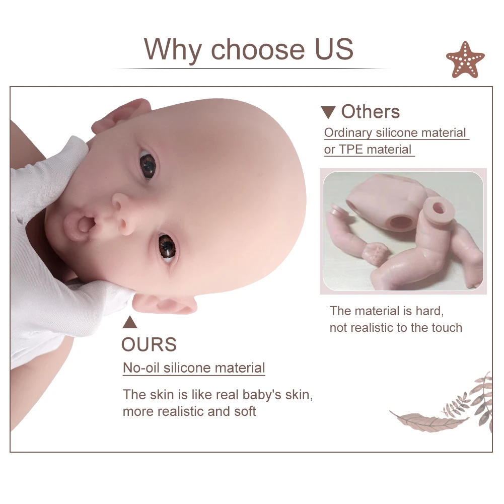 U-charmmore 47cm 3KG Girl Full Silicone Reborn Baby Silicone Reborn Doll Full Body Silicone Girl Real Newborn Baby Kid's Gift