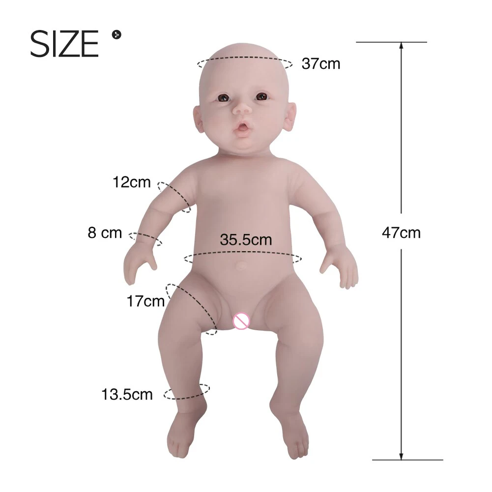 U-charmmore 47cm 3KG Girl Full Silicone Reborn Baby Silicone Reborn Doll Full Body Silicone Girl Real Newborn Baby Kid's Gift