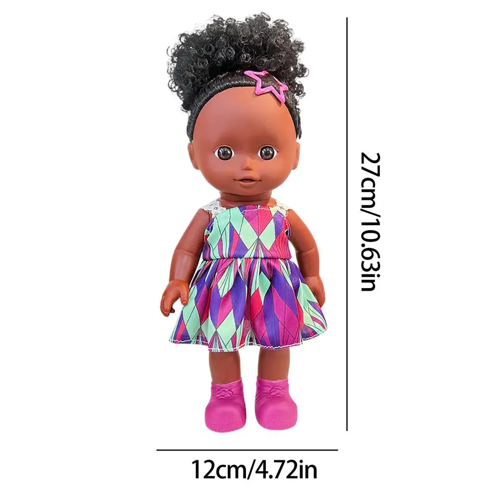 27CM Black Skin Baby Doll Touch Girl Doll Baby Reborn Toys Realistic Touch African American Girls Dolls Toddler Birthday Gifts