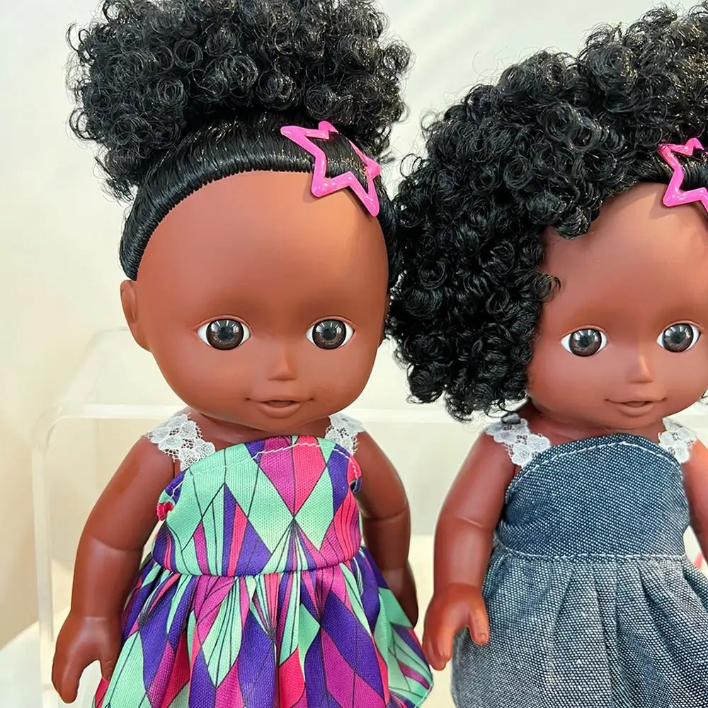 27CM Black Skin Baby Doll Touch Girl Doll Baby Reborn Toys Realistic Touch African American Girls Dolls Toddler Birthday Gifts