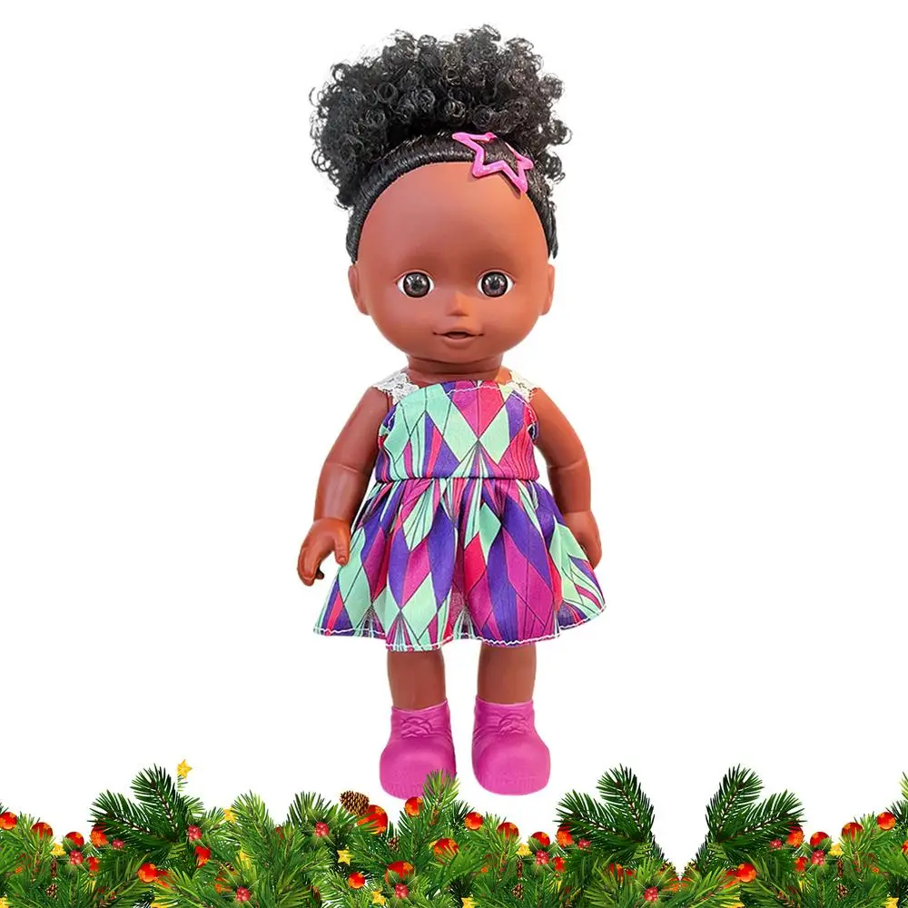 27CM Black Skin Baby Doll Touch Girl Doll Baby Reborn Toys Realistic Touch African American Girls Dolls Toddler Birthday Gifts