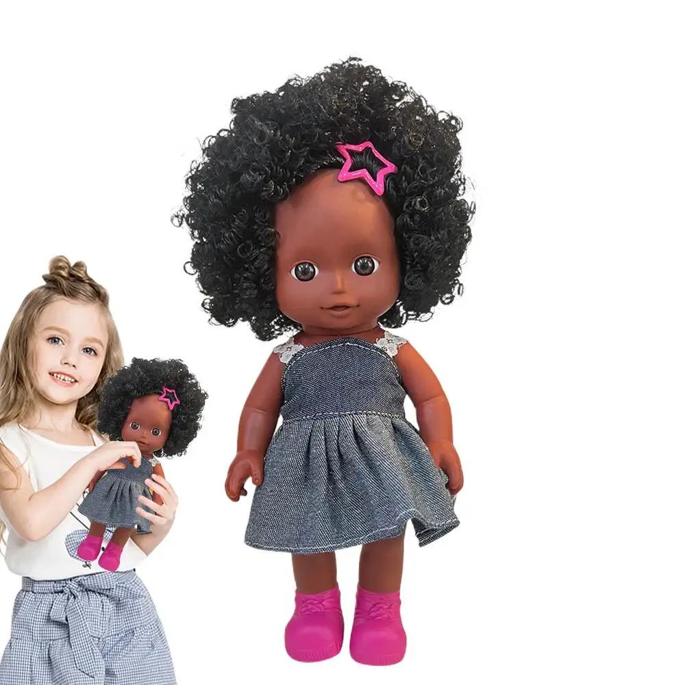 27CM Black Skin Baby Doll Touch Girl Doll Baby Reborn Toys Realistic Touch African American Girls Dolls Toddler Birthday Gifts