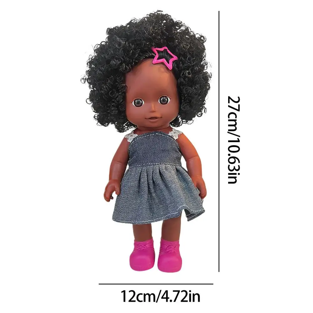 27CM Black Skin Baby Doll Touch Girl Doll Baby Reborn Toys Realistic Touch African American Girls Dolls Toddler Birthday Gifts