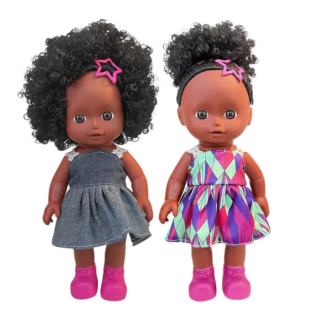 27CM Black Skin Baby Doll Touch Girl Doll Baby Reborn Toys Realistic Touch African American Girls Dolls Toddler Birthday Gifts