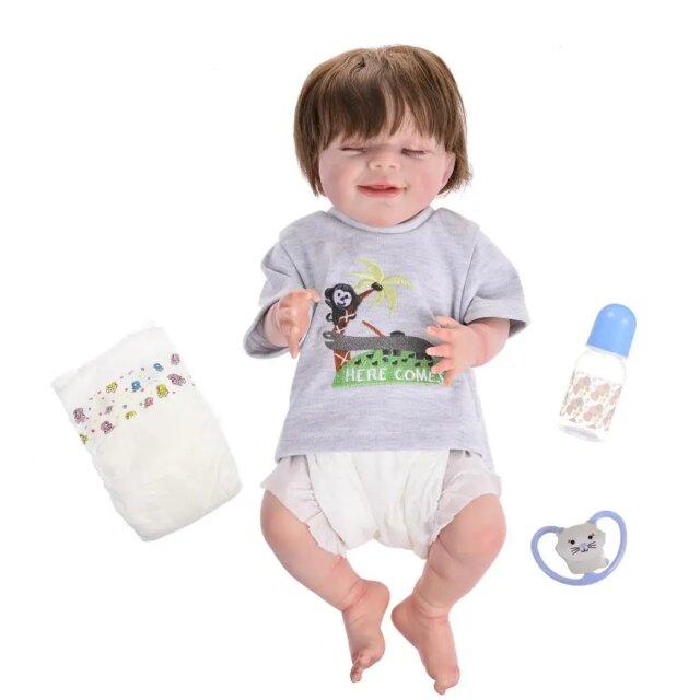 Reborn Baby Doll Boy - Soft Baby Doll  First Baby Doll For 1 Year Old Reborn Baby Doll Silicone Full Body 21 In Skin-Friendly