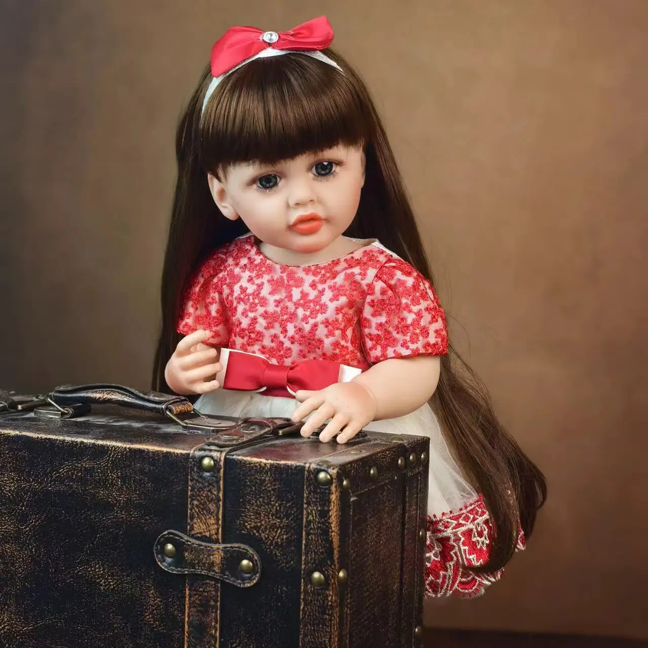 Fashion 55cm Reborn Baby Girl Doll Lifelike Princess Full Silicone Vinyl Doll Baby Decoration Halloween Christmas Gifts Toy