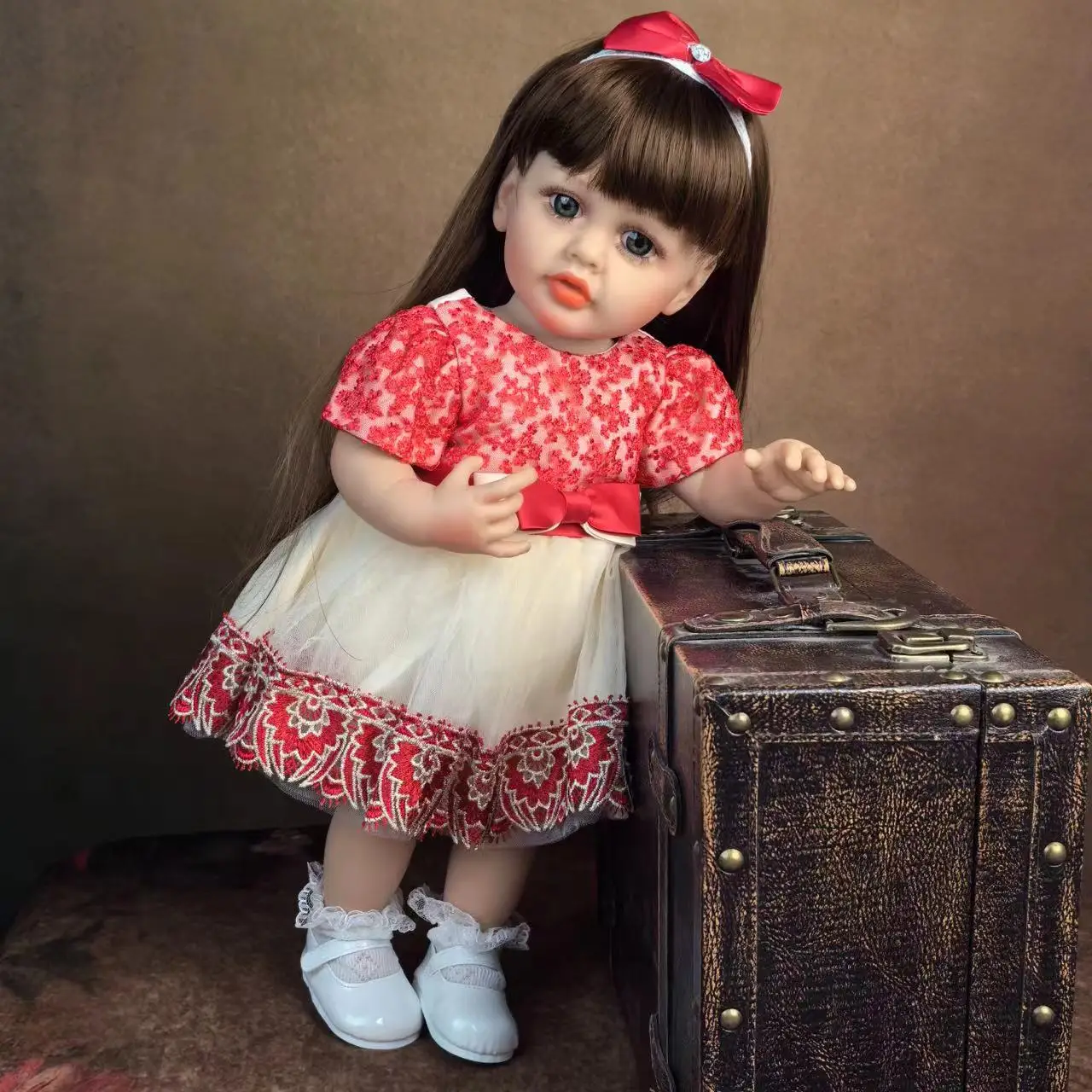 Fashion 55cm Reborn Baby Girl Doll Lifelike Princess Full Silicone Vinyl Doll Baby Decoration Halloween Christmas Gifts Toy