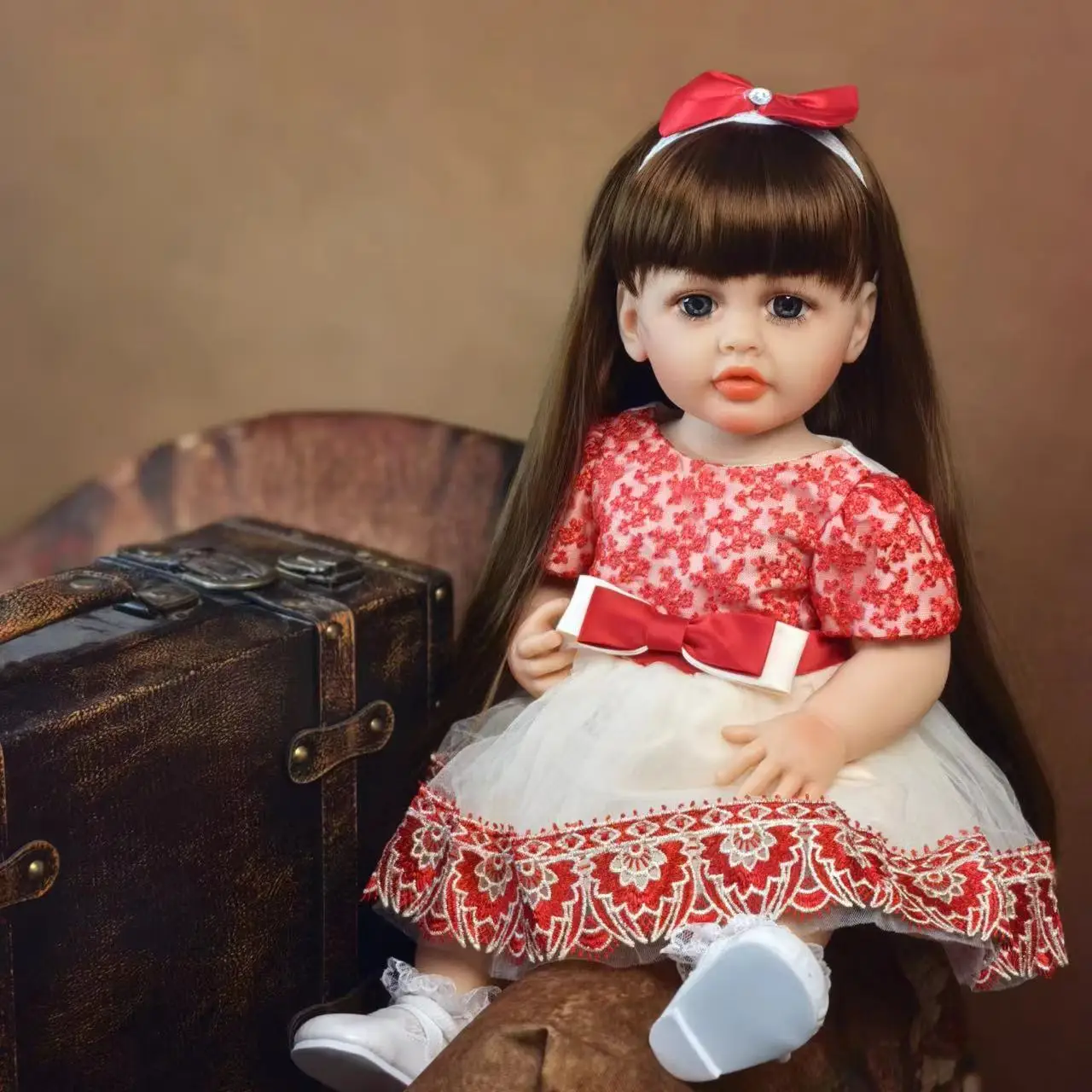 Fashion 55cm Reborn Baby Girl Doll Lifelike Princess Full Silicone Vinyl Doll Baby Decoration Halloween Christmas Gifts Toy