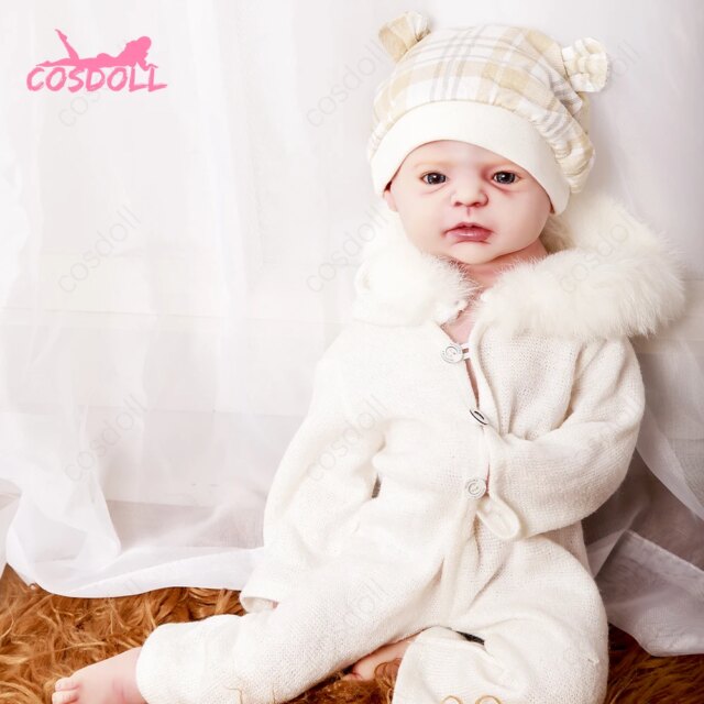 Silicone Reborn Baby Dolls Soft Body  Waterproof Doll Baby Toy Kids Birthday Gifts doll #12 COSDOLL Reborn doll 56cm 3.45kg