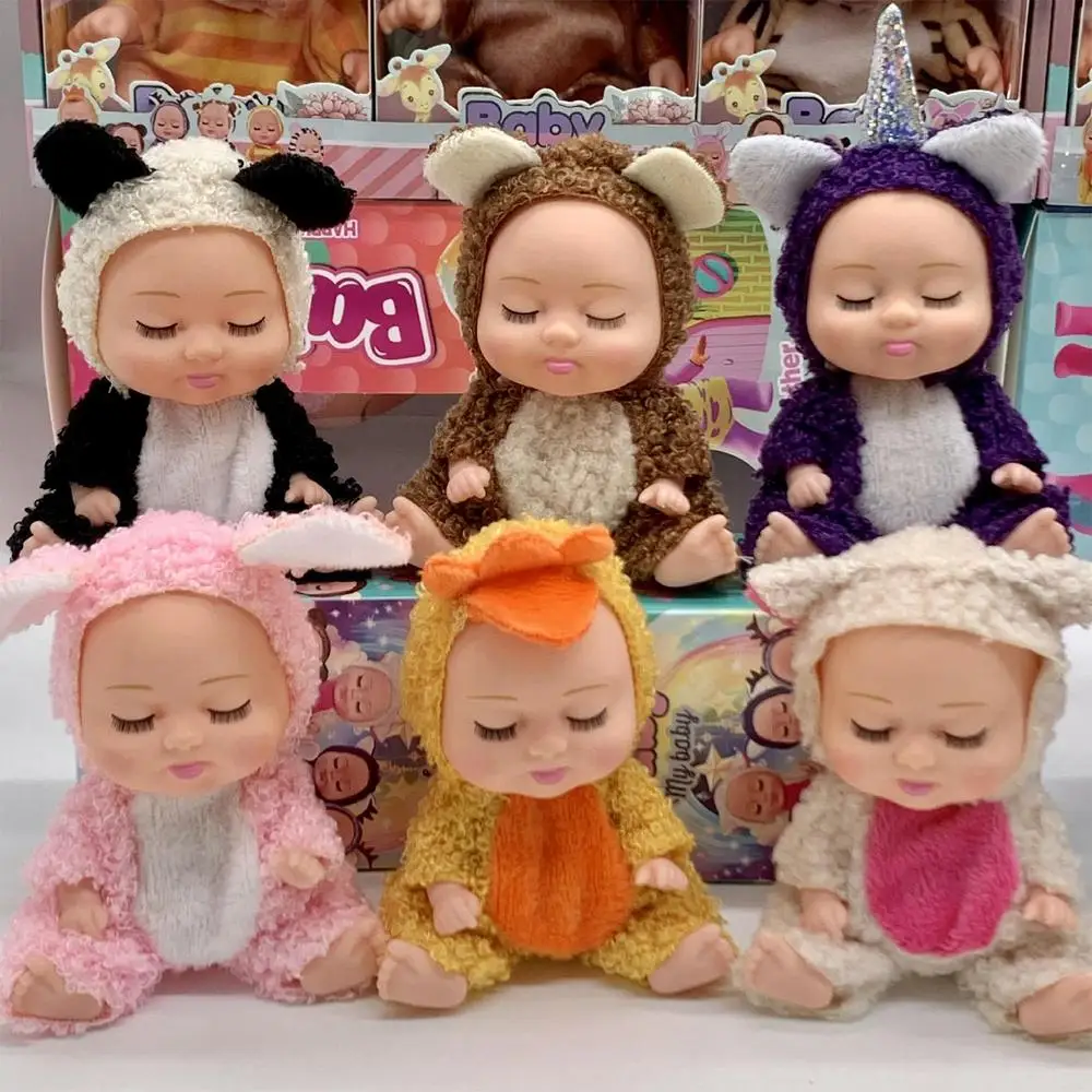 Small Reborn Doll Set 6X Small Sleeping Doll Girls Reborn Toy Rotatable Limbs Movable Joints Realistic Collectible Figurines For