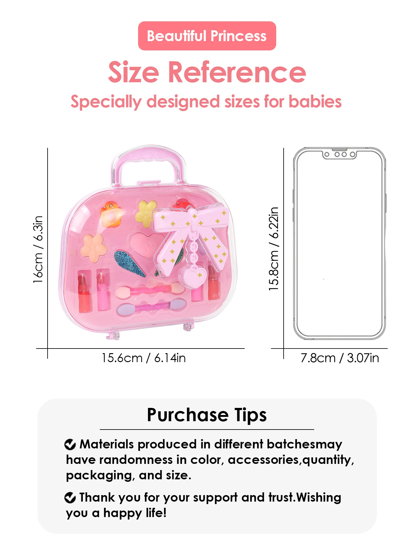 Children's Beauty Small Handbag Toy Girl Makeup Bag, Makeup Toy Princess Washable Pretend Play Makeup Set Toy