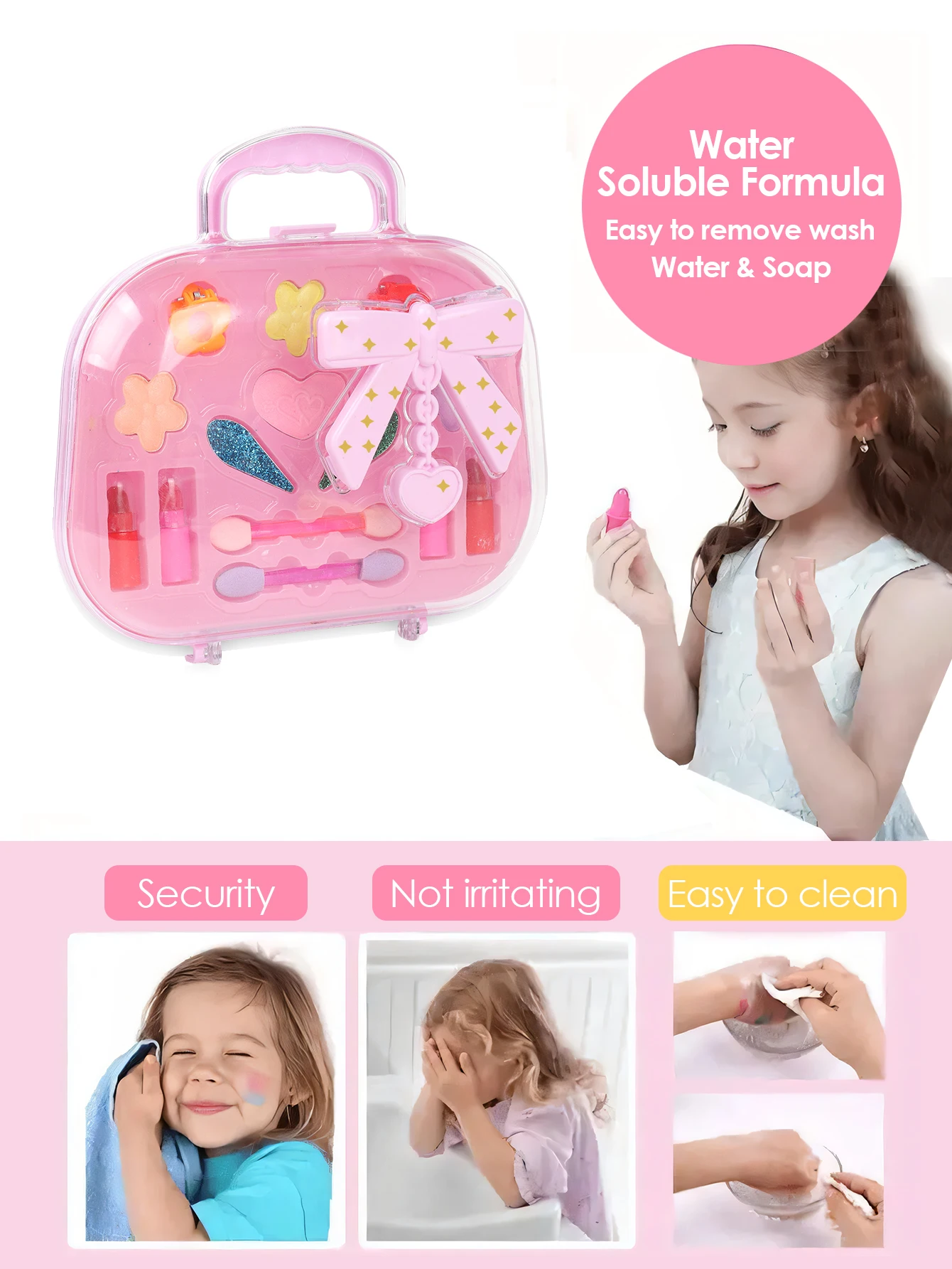 Children's Beauty Small Handbag Toy Girl Makeup Bag, Makeup Toy Princess Washable Pretend Play Makeup Set Toy