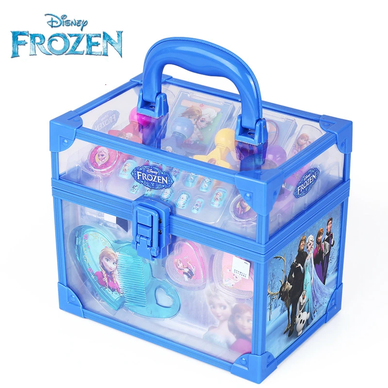 Disney girls Frozen Beauty Toys Makeup Box Set Girl Princess Elsa Anna Pretend Play Fashion Toys for Children Kids Birthday Gift