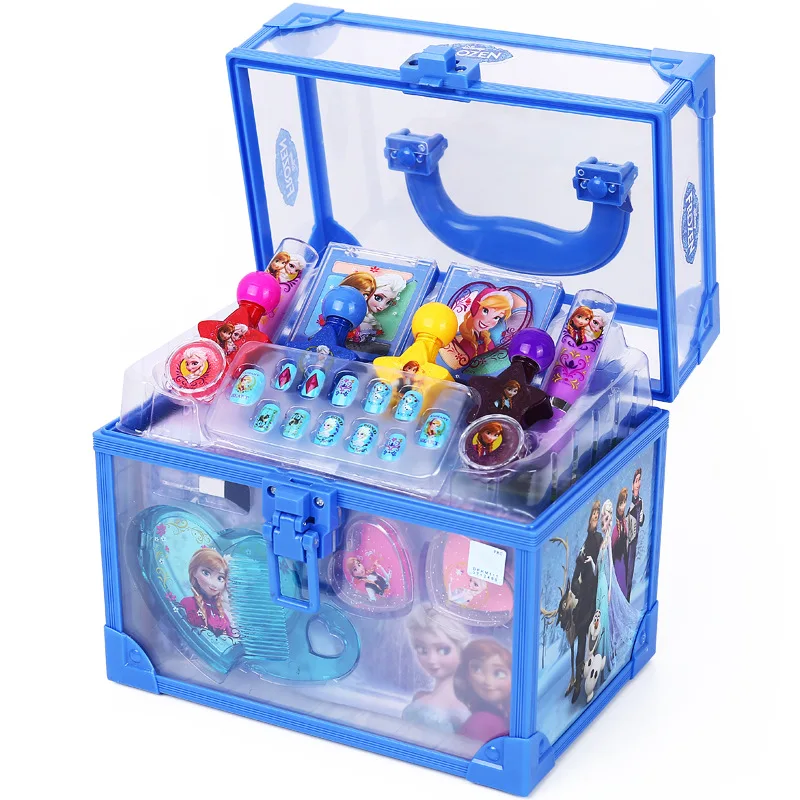 Disney girls Frozen Beauty Toys Makeup Box Set Girl Princess Elsa Anna Pretend Play Fashion Toys for Children Kids Birthday Gift