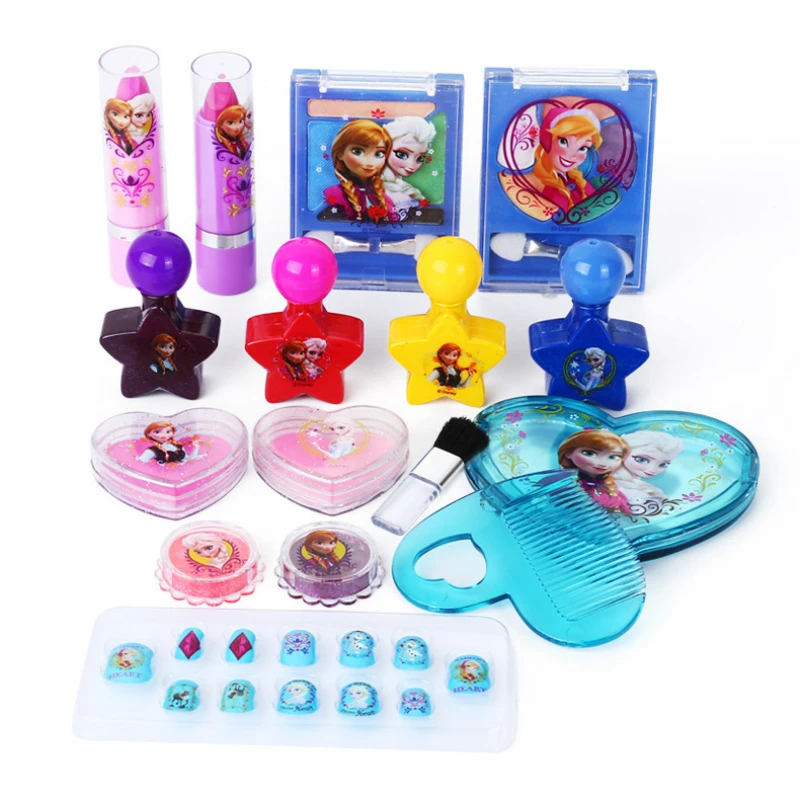 Disney girls Frozen Beauty Toys Makeup Box Set Girl Princess Elsa Anna Pretend Play Fashion Toys for Children Kids Birthday Gift